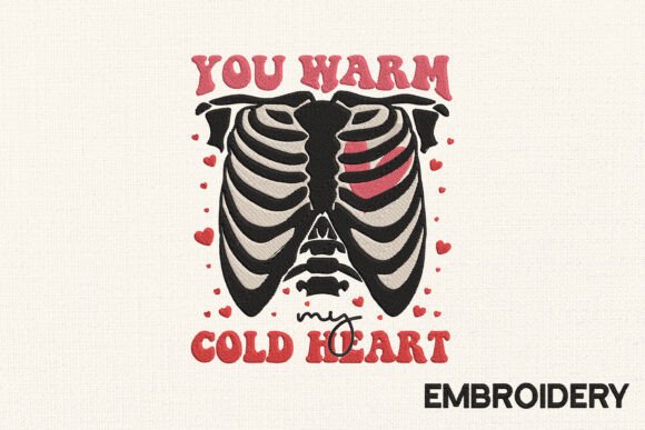 Cold Heart Skeleton Valentine Embroidery