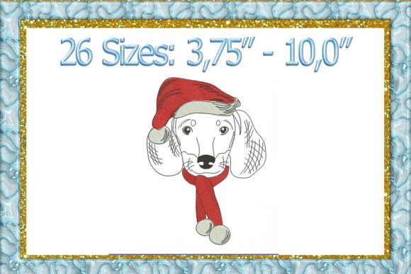 Dachshund Santa Embroidery Design