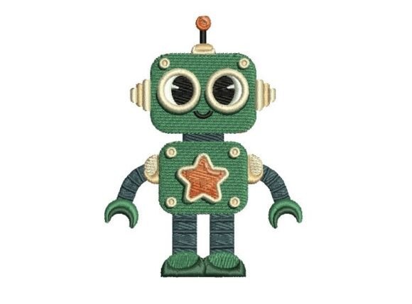 Little Green Robot Embroidery