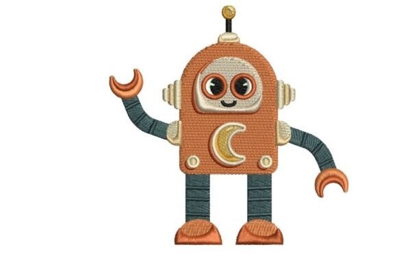 Little Orange Robot Embroidery