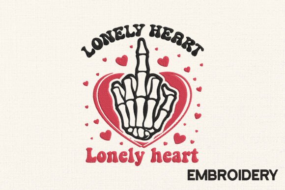 Lonely Heart Valentine Embroidery Design