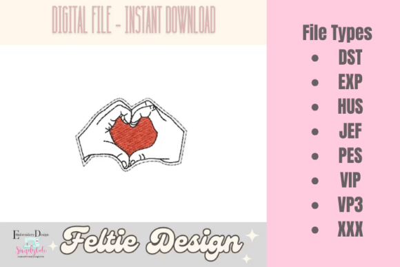 Love Valentine ITH Feltie Embroidery
