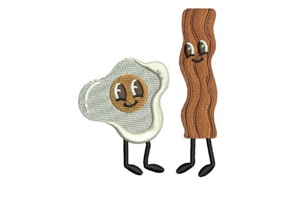 Perfect Match Bacon and Eggs Embroidery