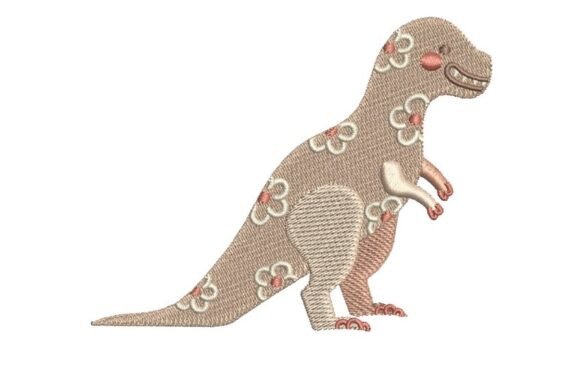 Pink Floral Dinosaur Embroidery