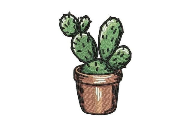 Potted Cactus Embroidery Design