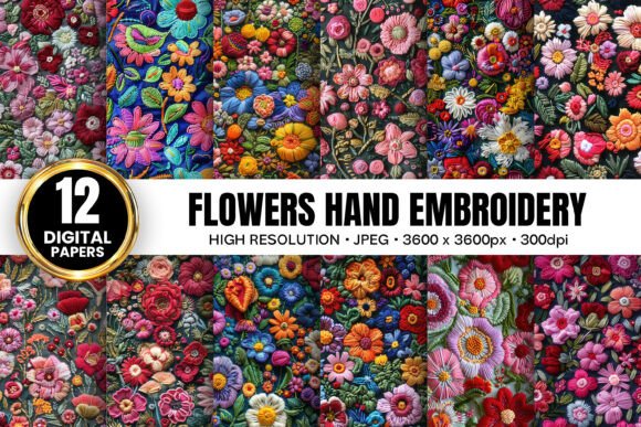 Review: Flowers Hand Embroidery Digital Papers for Etsy